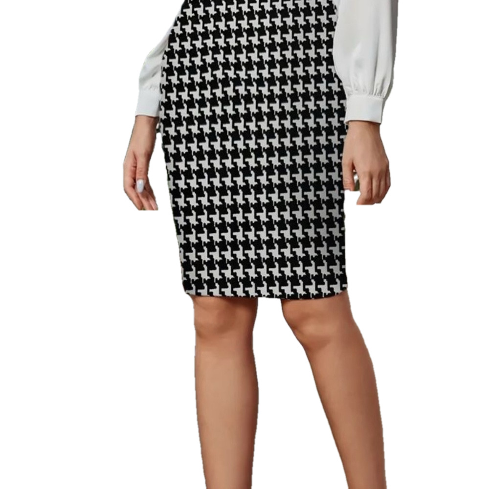 Chadwicks Classic Black and White Houndstooth Skirt WOOL size 12 NWOT..